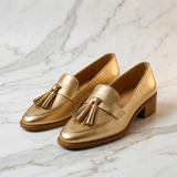 Mocassins Dourados Femininos