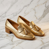 Mocassins Dourados Femininos