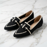 Sapatos femininos planos com design de nó
