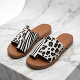 Tareyja - Sandálias bicolores com estampado de leopardo