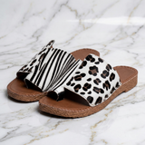 Tareyja - Sandálias bicolores com estampado de leopardo