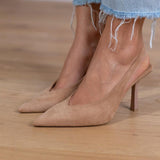 Marlena - Pumps slingback nude com um salto fino